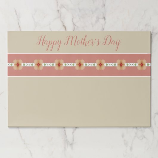 ローズピンクチューペアンドオレンジ紙ランチョンマット ペーパーパッド (正面)