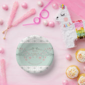 ローズピンクティール（緑がかった色）付きライトフローラ ペーパーボウル (パーティー)