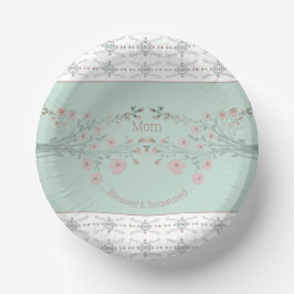 ローズピンクティール（緑がかった色）付きライトフローラ ペーパーボウル