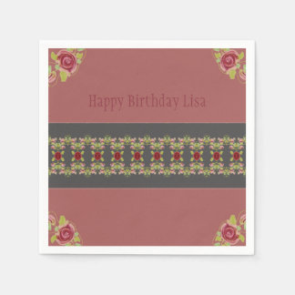 ローズピンクフローラ スタンダードカクテルナプキン