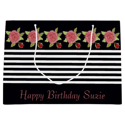 ローズピンクフローラ ラージペーパーバッグ (正面)