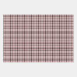 ローズピンクブラックチェッククラシック柄 ラッピングペーパーシート
