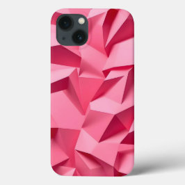 ローズピンク幾何学デザインの3DテクスチャーiPhoneケース iPhone 13ケース