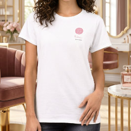 ローズピンク従業員名ビジネス ロゴサロン Tシャツ