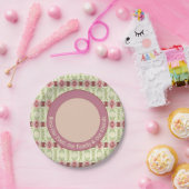 ローズピンク装飾フローラ ペーパープレート (パーティー)