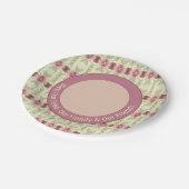 ローズピンク装飾フローラ ペーパープレート (アングル)