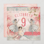 ローズフェアリー バレエ お誕生日おめでとう ご招待 招待状 (正面/裏面)