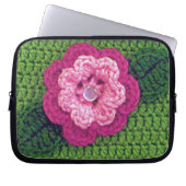 ローズフラワーアーティザンクロシェプリントエレクトロニクスバッグ ラップトップスリーブ (正面)