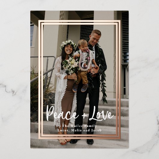 ローズフレームクリスマスフォイルホリデーカード 箔シーズンカード (正面)