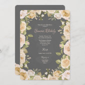 ローズフレーム 手描き招待状 招待状 (正面/裏面)