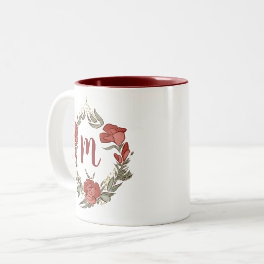 ローズブかわいらしドブロッサムリースモノグラモダンム ツートーンマグカップ (正面左)