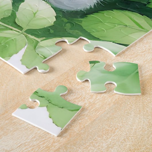 ローズブッシュの下でかわいい白い子猫 ジグソーパズル (側面)