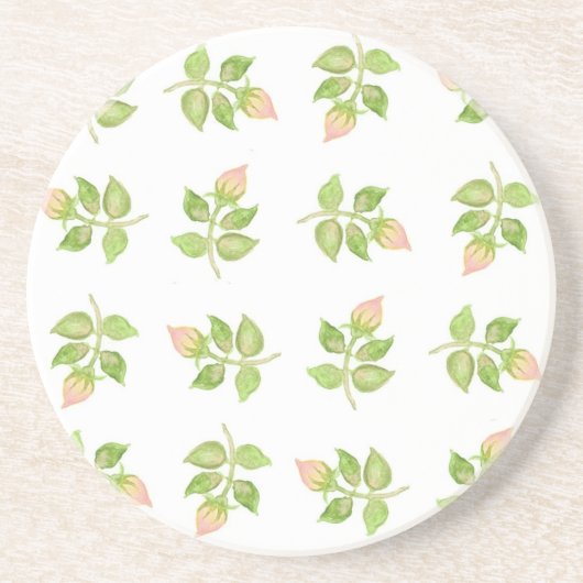 ローズブドミニプリントピンクアンドホワイトコースター コースター (正面)