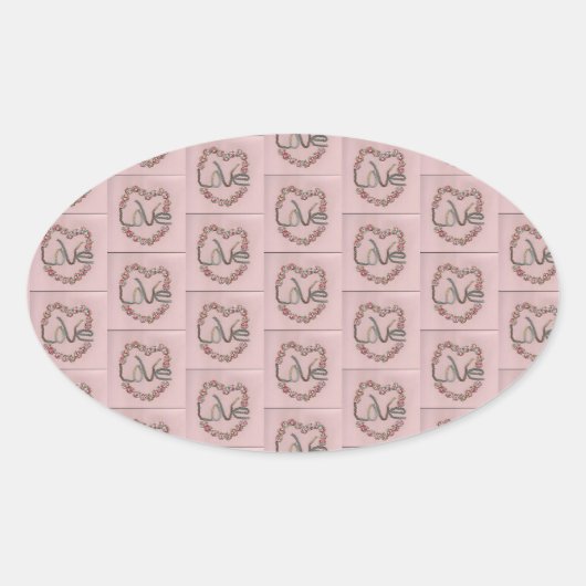 ローズブドラブステッカー 楕円形シール (正面)