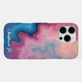 ローズブルーアゲートテクスチャー iPhoneケース (裏面横)
