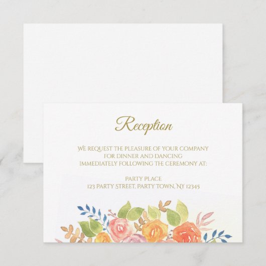 ローズブーケの受付カード 招待状 (正面/裏面)