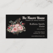 ローズブーケオンブラックフローリストフローラデザイナー 名刺 (正面)