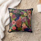 ローズブーケガーデンフラワーズ深いブルー クッション (ブランケット)