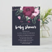 ローズブーケダークブルーベビーシャワー 招待状 (スタンド正面)