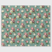 ローズブーケティール（緑がかった色） ラッピングペーパー (フラット)