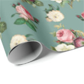 ローズブーケティール（緑がかった色） ラッピングペーパー (ロールコーナー)