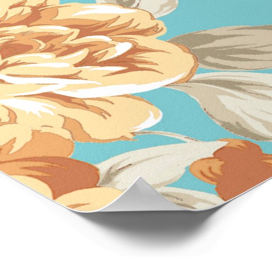 ローズブーケデザインホワイトバとのシームレスなパターン ポスター (角)