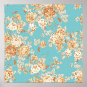 ローズブーケデザインホワイトバとのシームレスなパターン ポスター (正面)