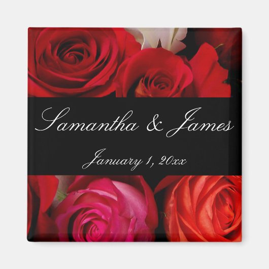 ローズブーケパーソナル結婚ズ マグネット (正面)