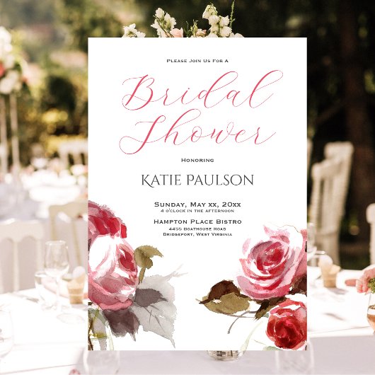 ローズブーケピエレガントンクブライダルシャワー 招待状