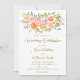 ローズブーケ結婚のカード 招待状