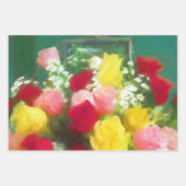 ローズブーケ絵を描のバラオリジナルフラワーアート ラッピングペーパーシート (正面3)