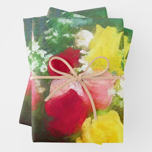 ローズブーケ絵を描のバラオリジナルフラワーアート ラッピングペーパーシート (インサイチュ)