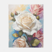 ローズブーケ絵画スデザイン フリースブランケット (正面)