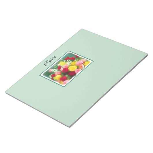 ローズブーケ絵画ーズ – かわいいオリジナルフラワーアート ノートパッド (アングル)