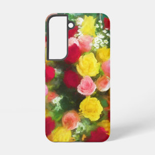 ローズブーケ絵画ーズ – かわいいオリジナルフラワーアート SAMSUNG GALAXY S22ケース