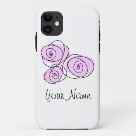 ローズブーケ薄紫'名前' iPhoneケース iPhone 11 ケース