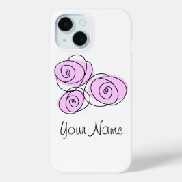 ローズブーケ薄紫名iPhoneケース iPhone 15ケース