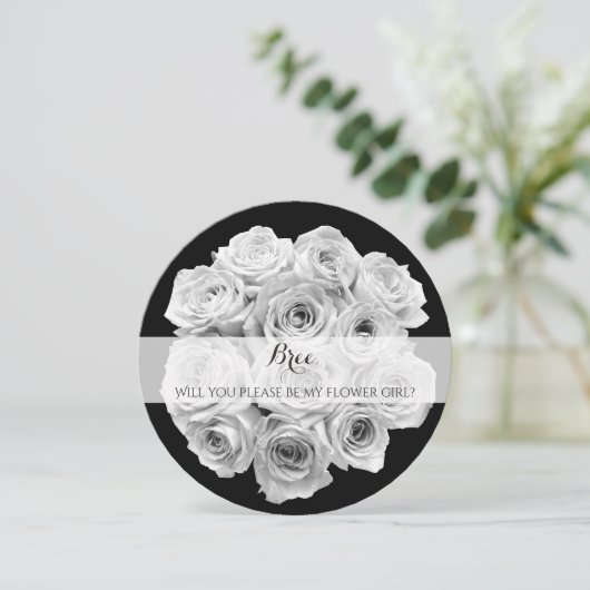 ローズブーケ　あなたは私のフラワーガールになってくれる？詩 招待状 (スタンド正面)