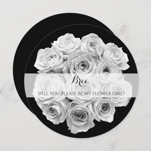 ローズブーケ　あなたは私のフラワーガールになってくれる？詩 招待状 (正面/裏面)