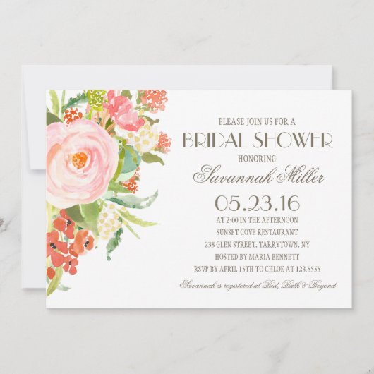 ローズブーケ | ブライダルシャワー 招待状 (正面)