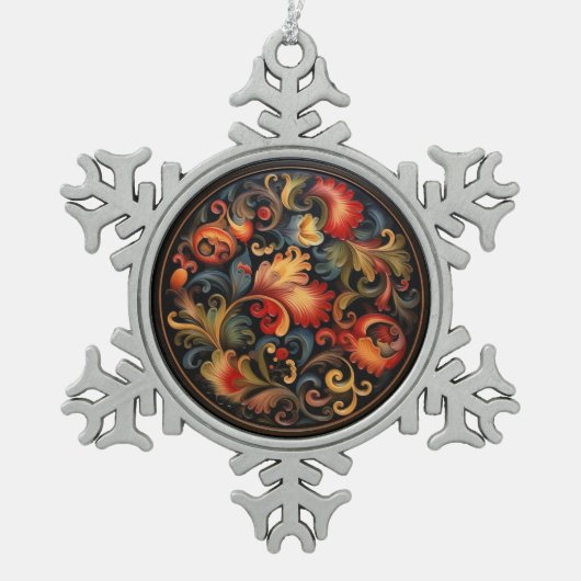 ローズペイモダンント2 / 6 スノーフレークピューターオーナメント (正面)