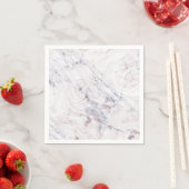 ローズホワイト＆グレーマーブル スワール シックパーティ タッチ スタンダードカクテルナプキン (インサイチュ)