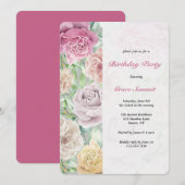 ローズボーダー誕生日パーティー招待状 招待状 (正面/裏面)