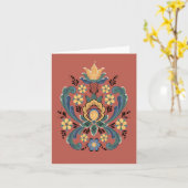 ローズマリングの赤と金ゴールドグリーティングカード カード (黄色い花)