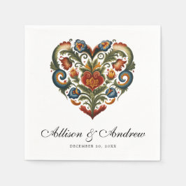 ローズマリングハート |ノルウェーフォークアート スタンダードカクテルナプキン