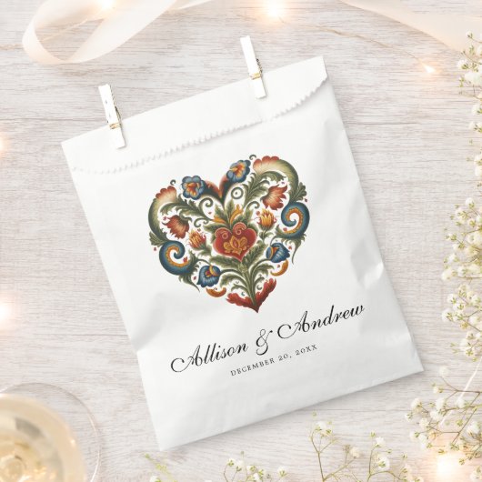 ローズマリングハート |ノルウェーフォークアート フェイバーバッグ (クリップ留めされた状態)