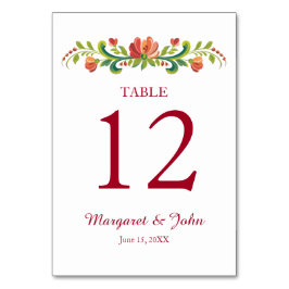 ローズマリング赤とピンクのテーブルカード テーブルナンバー