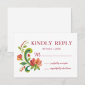 ローズマリング赤とピンク 出欠カード (正面/裏面)