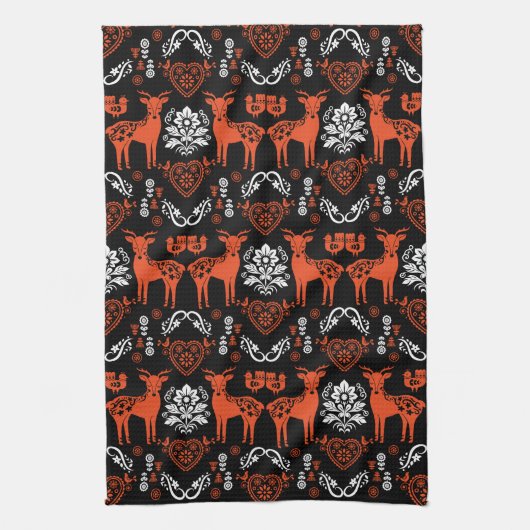 ローズマリンノルウェーフォークアート キッチンタオル (縦)