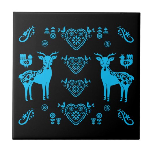 ローズマリンノルウェーフォークアート タイル (正面)